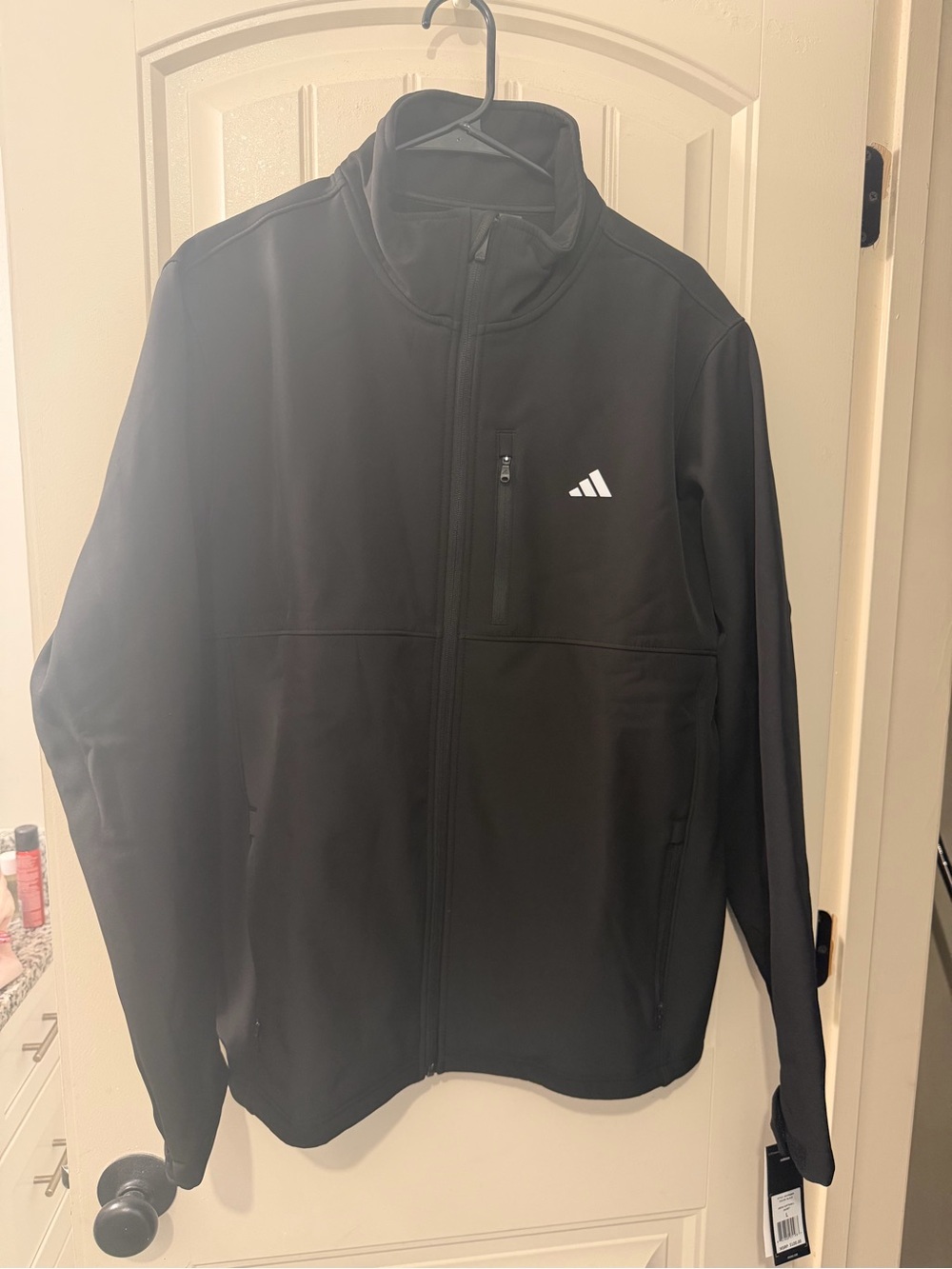 adidas Black Full-Zip Performance Jacket with White Logo